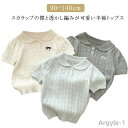 【送料無料】キッズ ベビー トップス ニット 半袖 夏 丸襟 えり付き 透かし編み ニット 半袖 女の子 可愛い 韓国 風 シンプル クラシック