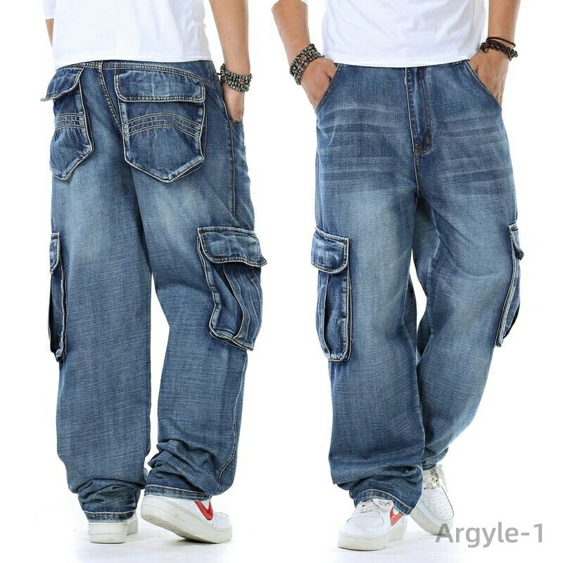 【送料無料】メンズ デニム カーゴパンツ 6ポケットあり大きいサイズ ゆったり ワイドパンツ デニムパンツ バギーパンツ ジーパン 大き目