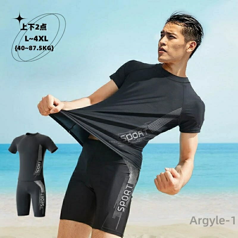 【送料無料】水着 メンズ 上下セット フィットネス水着 メンズ 上下 体型カバー水着 男性 上下セット 大きいサイズ 水着 20代 30代 40代