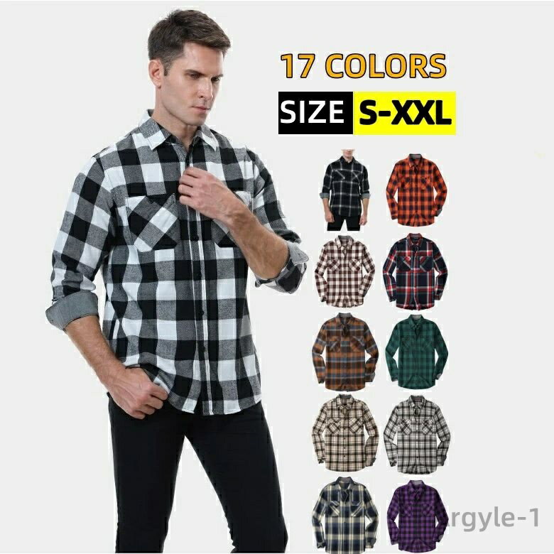 【送料無料】シャツ メンズ 長袖 メンズシャツ チェック柄 綿混 大きいサイズ チェックシャツ メンズ 快適 柔らかい ワークシャツ