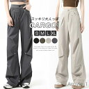 【送料無料】パンツ カーゴパンツ ワイドパンツ レディース 春 夏 ボトムス 軽い カーゴ タックパンツ ワイド ゆったり ロング丈 楽ちん きれいめ