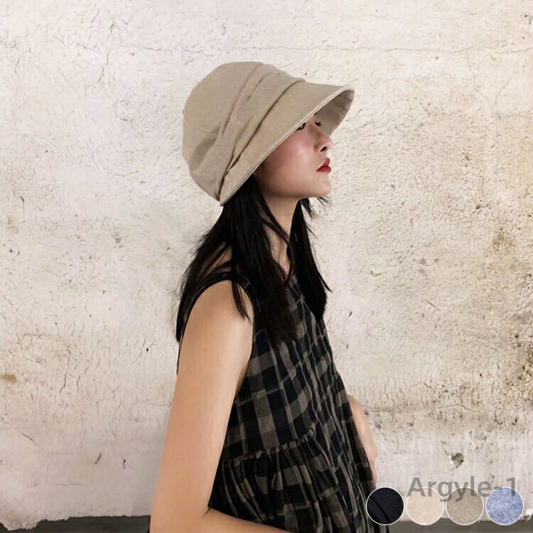 【送料無料】レトロ キャスケット ベージュ 無地 ブルー ブラック 帽子 レディース コットンリネン 韓国 メール便 ハンチング 薄手 カーキ