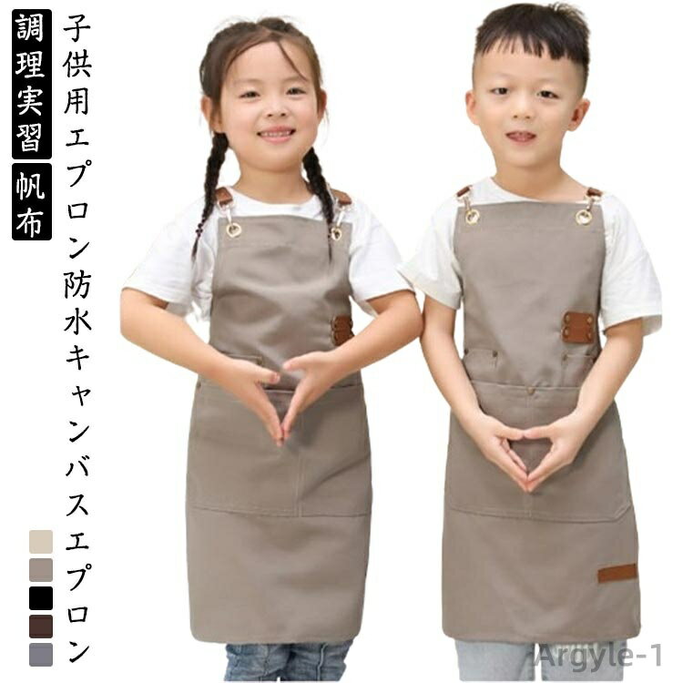 【送料無料】男の子 子供用エプロン 調理実習 帆布 防水 かわいい キッズ かわいい 幼児 子供 エプロン 子ども かぶるだけ こども園