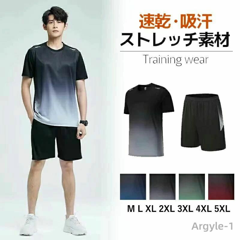 【送料無料】短パン Tシャツ ジムウェア ジャージセット トレーニングウェアセット 上下セット スポーツウェアセット セットアップ メンズ