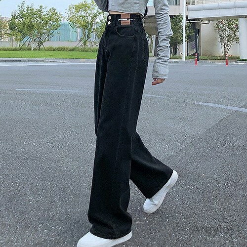 【送料無料】セミワイドパンツ ストレートデニムパンツ