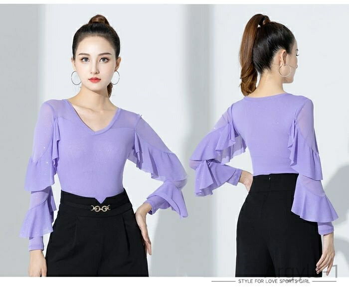 【送料無料】ダンストップス 演出着 衣装 ステージ ラテン チャチャチャ ワルツ 練習着 社交 ダンス M/L/XL/2XL/3XL