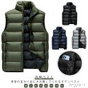 【送料無料】ショート丈 アウター ダウンベスト メンズ フェイクダウンベスト 中綿ベスト 防寒 大きいサイズ 無地