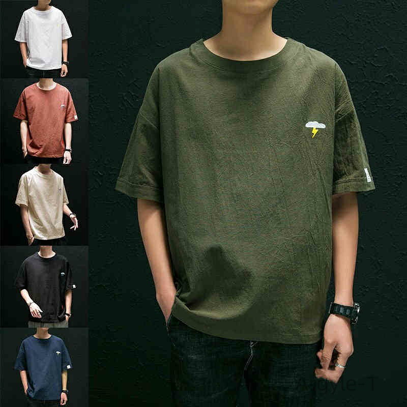 【送料無料】サマー シンプル メンズ トップス カジュアルTシャツ 薄手 クルーネック Tシャツ メンズ 半袖TシャツリネンTシャツ 夏新作