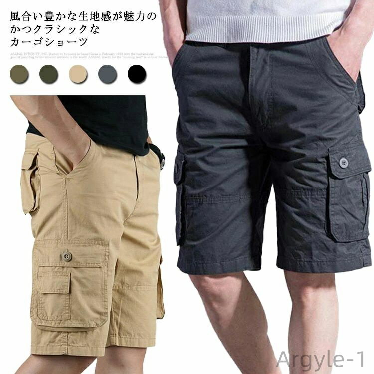 【送料無料】父の日 パンツ ミリタリー カジュアル ツイル生地 ポケット多い ゆったり 大人 メンズ ハーフパンツ 短パン S-9L カーゴパンツ