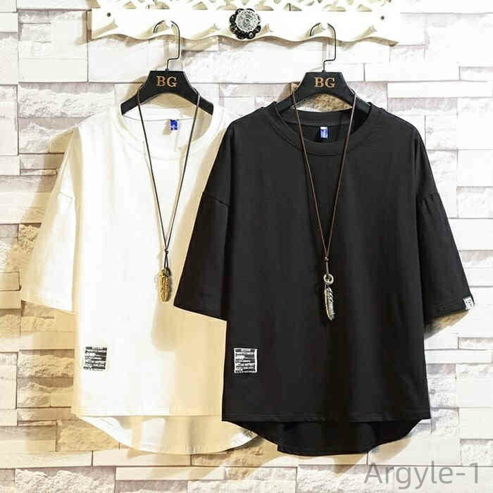 【送料無料】黒 白 おしゃれ メンズファッション 七分袖Tシャツ 五分袖 カットソー トップス Tシャツ tシャツ アメカジ 無地 夏服 メンズ