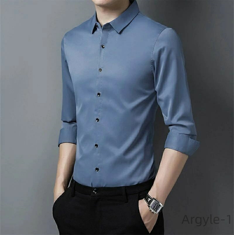 【送料無料】カラー ビジネス メンズシャツ 長袖ワイシャツ 襟高 フォーマルシャツ スリム メンズ 長袖 ワイシャツ