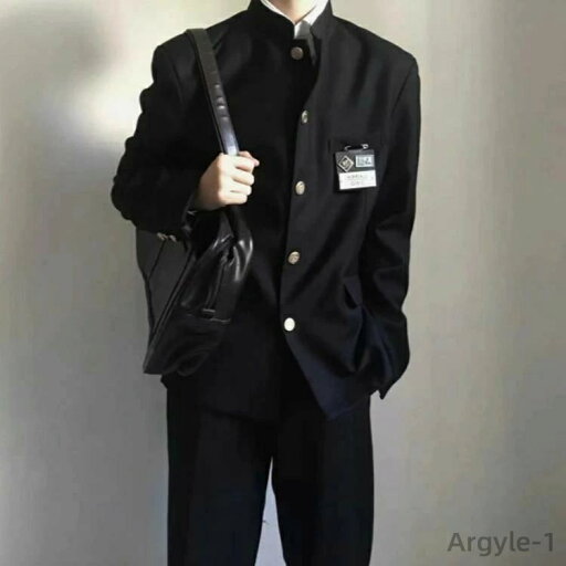 【送料無料】男子 ラウンド襟 詰襟 学生服 長袖シャツ メンズ ジュニア 中学 黒 長ズボン 通学 レギュラータイプ ボーイズ 男子 制服 上下