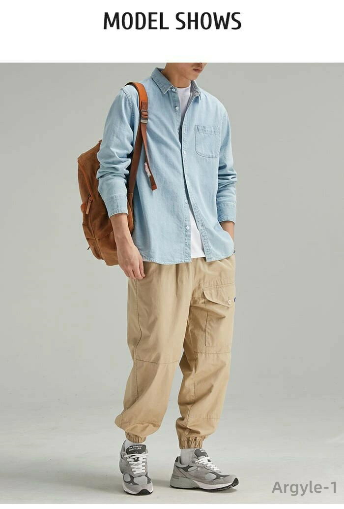 【送料無料】シンプル ファッション きれいめ カジュアル 長袖 春服 春 シャンブレーシャツ 柔らかデニム