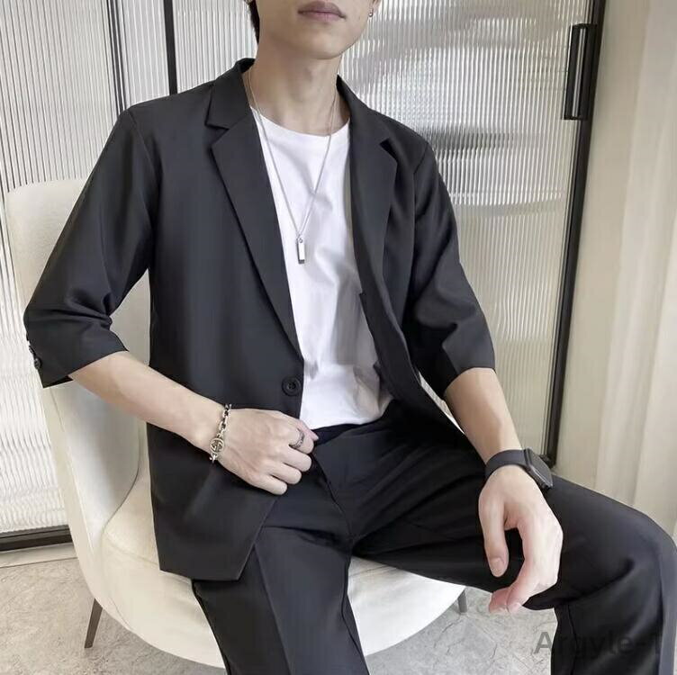 【送料無料】スーツセット 制服 一つボダン シングルスーツ 七分袖 薄手 フォーマルスーツ セットアップ スーツ