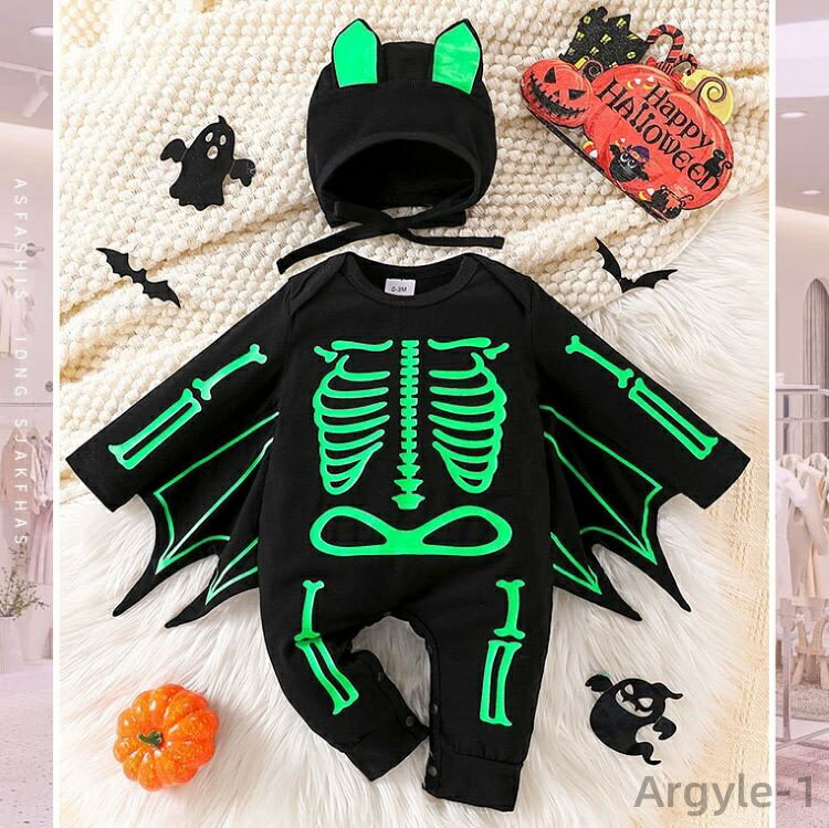【送料無料】キッズ ベビーコスプレ衣装 綿 セット ハロウィン 光る 骨 骸骨 女の子 男の子 子供用 仮装 こうもり バットマン ハロウィーン