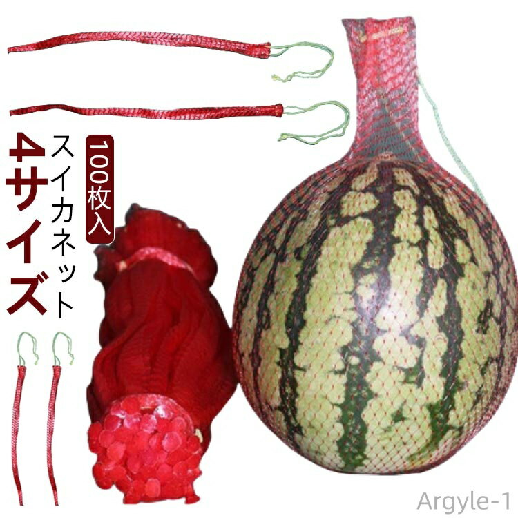 【送料無料】大玉用 吊り下げスイカネット 網 中玉 ネット メッシュネット袋 直売 すいかネット 西瓜 100枚入り スイカ すいか ロープ付き