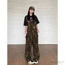 【送料無料】オーバーオール ワイドパンツ ロングパンツ レオパード カジュアル 春 冬 秋 つなぎ 作業服 ヒョウ柄 サロペット 大きいサイズ