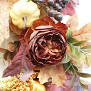 【送料無料】上品 手作り 部屋 ドライフラワー ハロウィーン ナチュラル おしゃれ 北欧 玄関 バラ ローズ パンプキン かぼちゃ リース 48cm