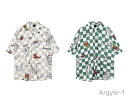 【送料無料】 カラフル ゆったり オーバーサイズ 半袖 シャツ ブラウス トップス カットソー ヒップホップ HIPHOP 原宿系