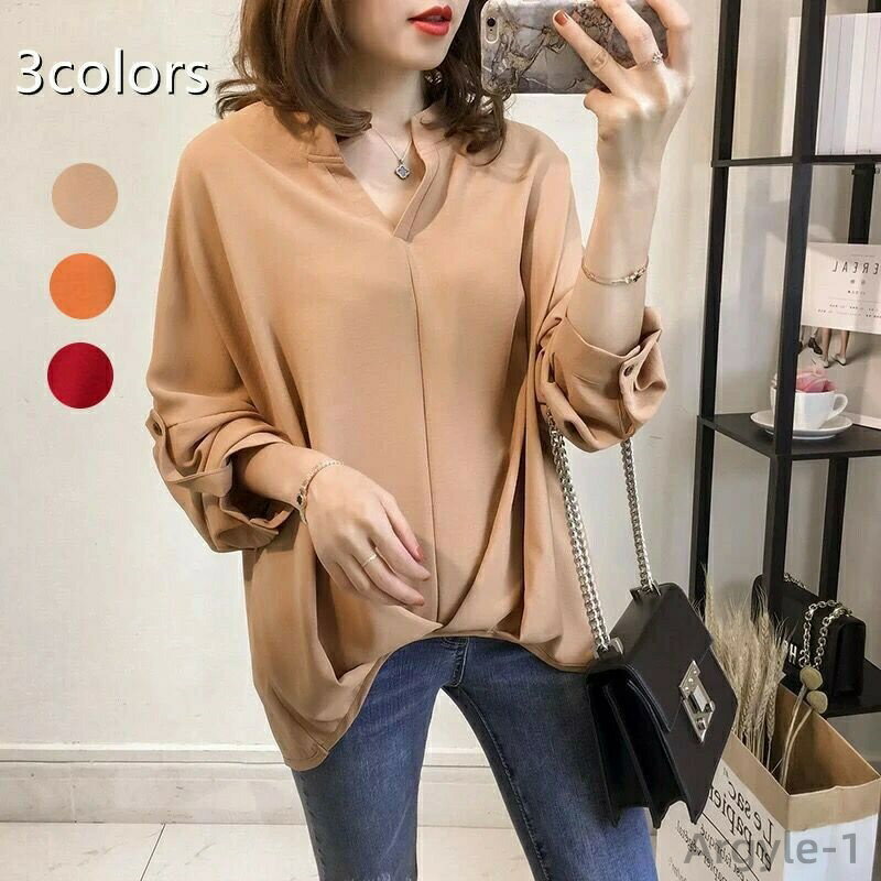 【送料無料】ロングシャツ バンドカラーシャツ スキッパーシャツ フロントクロス トップス レディース タイフロントシャツ ブラウス