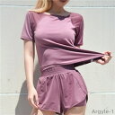 【送料無料】短パン ショートパンツ Tシャツ 半袖 スポーツウェア 通気性 メッシュ 夏 上下セット レディース