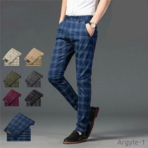 【送料無料】オシャレ チェック柄 チェックパンツ 紳士パンツ ストレッチパンツ ビジネススラックス パンツ メンズ