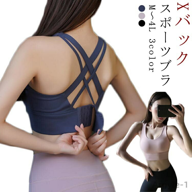 【送料無料】吸汗 ストレッチ ヨガブラ 大きいサイズ レディース 後ろホック付き ウンドネック 揺れない ランニング 速乾 ハイサポート