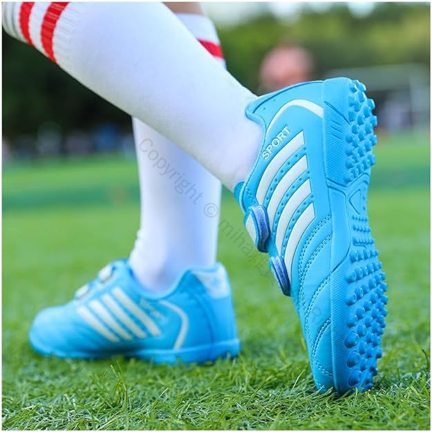 乐天商城 - 履きやすいファッションデザイン キッズ 女の子用 サッカートレーニングシューズ 男の子 滑り止め付き フットサルシューズ マジックテープ式 ジュニアサイズ18.0cm-24.0cm