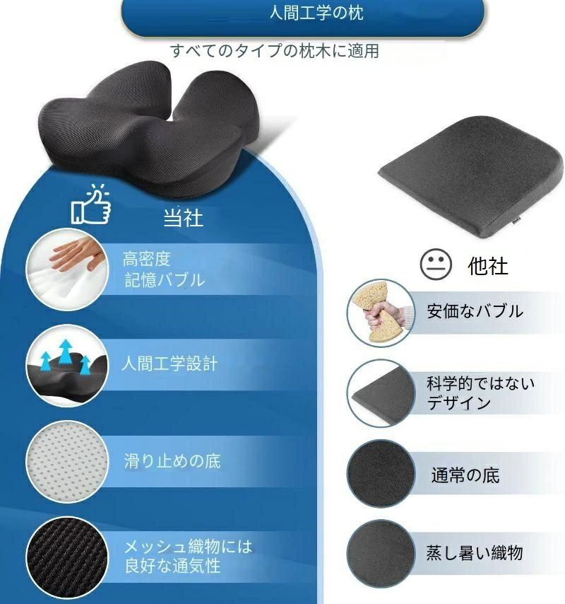アーガイルのオフィスチェア 姿勢を正します 腰痛をやわらげ 47*40*12cm 人間工学クッション シートクッション 低反発｜アングル3