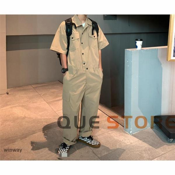 作業服 つなぎ メンズ 半袖 オーバーオール オールインワン20代 30代 40代 50代 ロングパンツ おしゃれ 春服 夏服