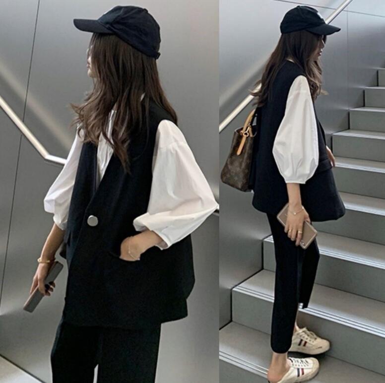 Pants Suit - 送料無料【ベスト+パンツ】パンツセットアップ レディース ジレ ベストスーツ 上下セット テーパードパンツ ロングパンツ 7分丈 春 秋 夏 カジュアル フォーマル セレモニースーツ パンツスーツ 入学式 卒業式 通勤 OL 大人可愛い