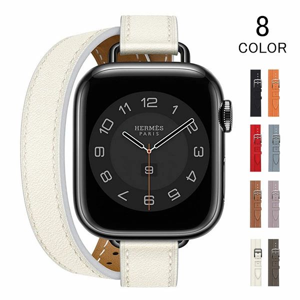 애플 워치 가죽 밴드 2 개들이 Apple Watch SE 8 7 44mm 40mm 여성 벨트 가죽 고급감 가죽 밴드 45mm 이중 가죽 메일 서비스