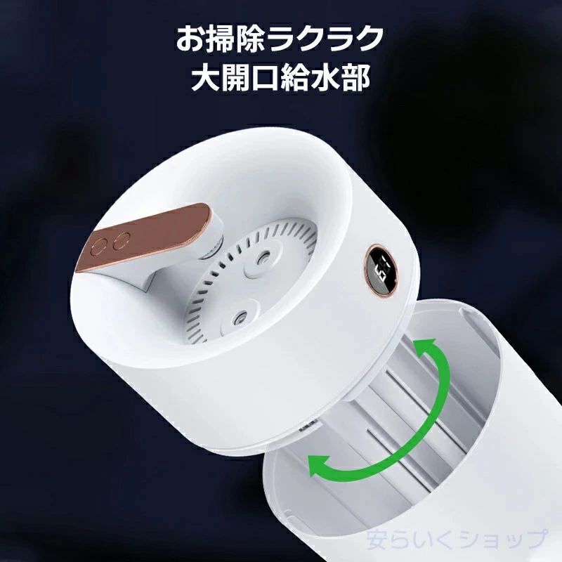 ナノ加湿で 水滴がつかない 高効率 静音 加湿器 大容量上から給水 湿度計付 3Lなのに小型 卓上 卓上加湿器 USB オフィス 2