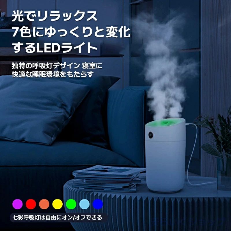 ナノ加湿で 水滴がつかない 高効率 静音 加湿器 大容量上から給水 湿度計付 3Lなのに小型 卓上 卓上加湿器 USB オフィス 3