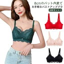 【送料無料】ブラ 8cmバストアップ セクシー ノンワイヤー 2枚セット レディース かわいい レース 肩紐幅広 バストアップ 小さい胸 アンダー