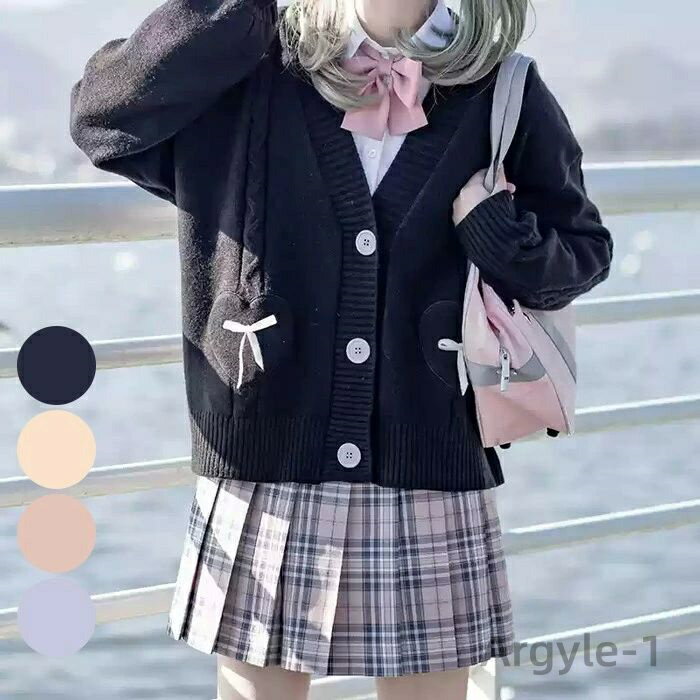 【送料無料】制服 カーディガン Vネック オーバーサイズ ルーズサイズ 学生服 通学 学校 JK 学生 中学生 高校生 セーラー服 森ガール 長袖 コ
