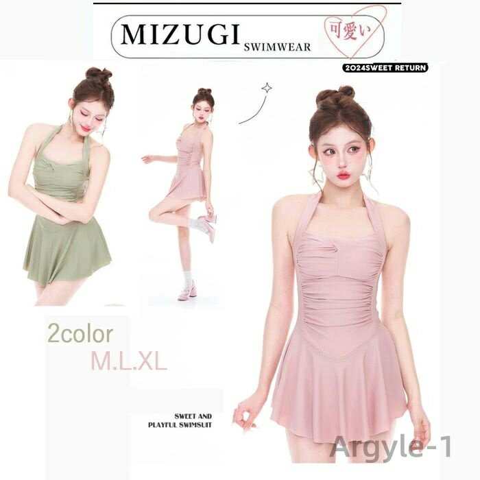 ライトグリーン ワンピース水着 S サイドホールワンピース スイムウェア / 水着 （水着・スイム