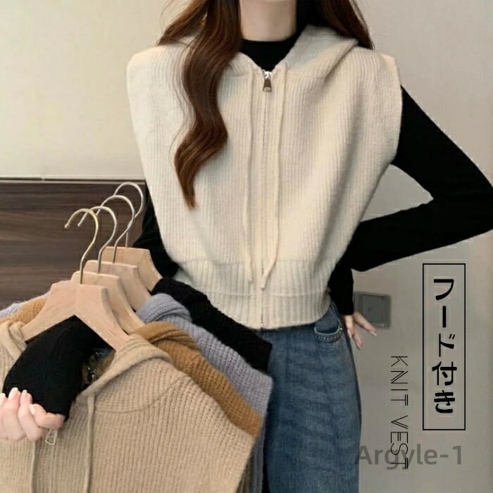 【送料無料】ニット ニットベスト ニットパーカー ノースリーブ レディース 秋冬 トップス 重ね着 プルオーバー レイヤード カジュアル きれ