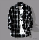 【送料無料】シンプル チェック柄 ワイシャツ ins人気 トップス コート 韓国風 長袖Tシャツ