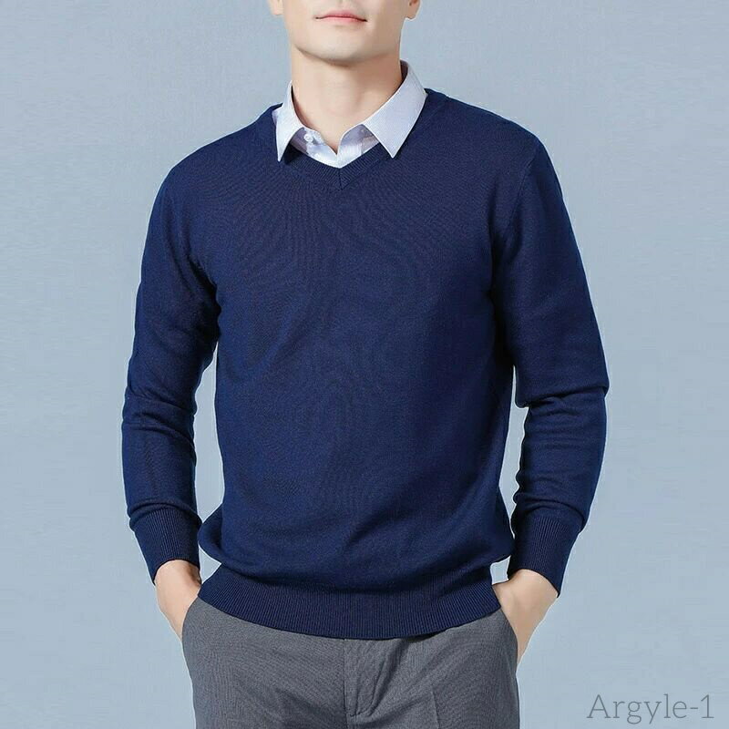 【送料無料】ニットセーター メンズ 秋冬 長袖 ニットトップス Vネックセーター セーター プルオーバー 無地 コットン ミドル丈