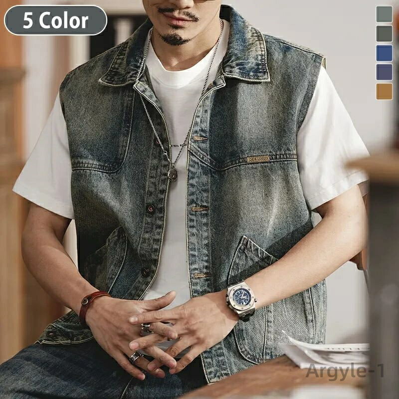 【送料無料】デニムベスト ノースリーブジャケット ジレ カジュアルベスト 春秋 新作 トレンド 韓国風 ストリート系 アメカジ ファッション
