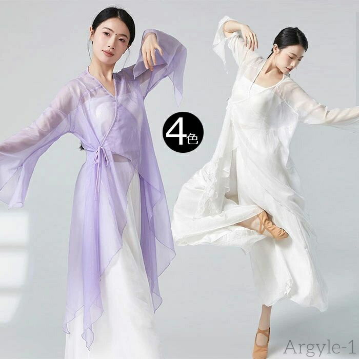 【送料無料】ダンス衣装 トップス シースルー 長袖 ふんわり 美シルエット おしゃれ ダンストップス ロング丈 レディース 大人 ダンス 衣装 レッスン着 シフ...