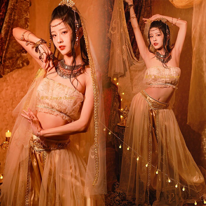 【送料無料】ハロウィン コスプレ衣装 ダンス衣装 ベリーダンス 衣装 セット アラビアン衣装 全身セット(ノースリーブ/パンツタイプ) コスプレ アラジン コス...