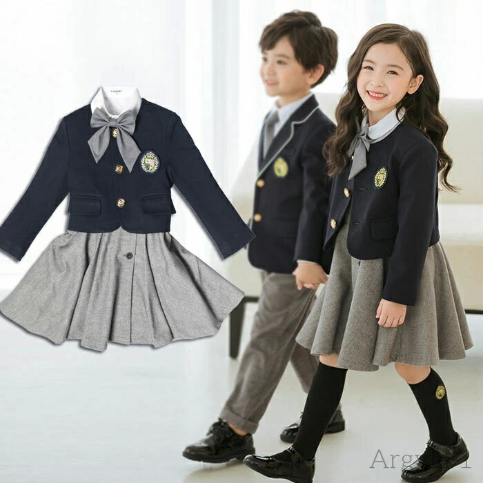 【送料無料】【女の子 スーツ 】キッズ スーツ 女の子 5点セット ジャケット ワンピース シャツ 蝶ネクタイ フォーマル スーツ 入学式 子供服 制服 受験 ...