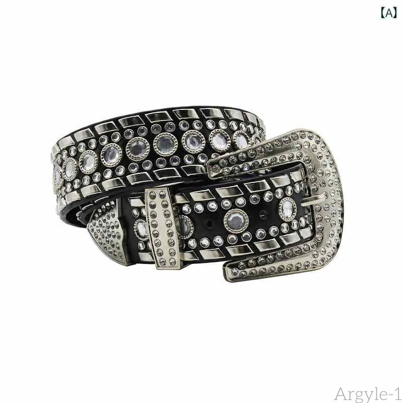 【送料無料】ベルト レディース メンズ おしゃれ キラキラ ラインストーン エレガント スカート ジーンズ 装飾 ワイド アメリカン ブラック ホワイト シルバ...
