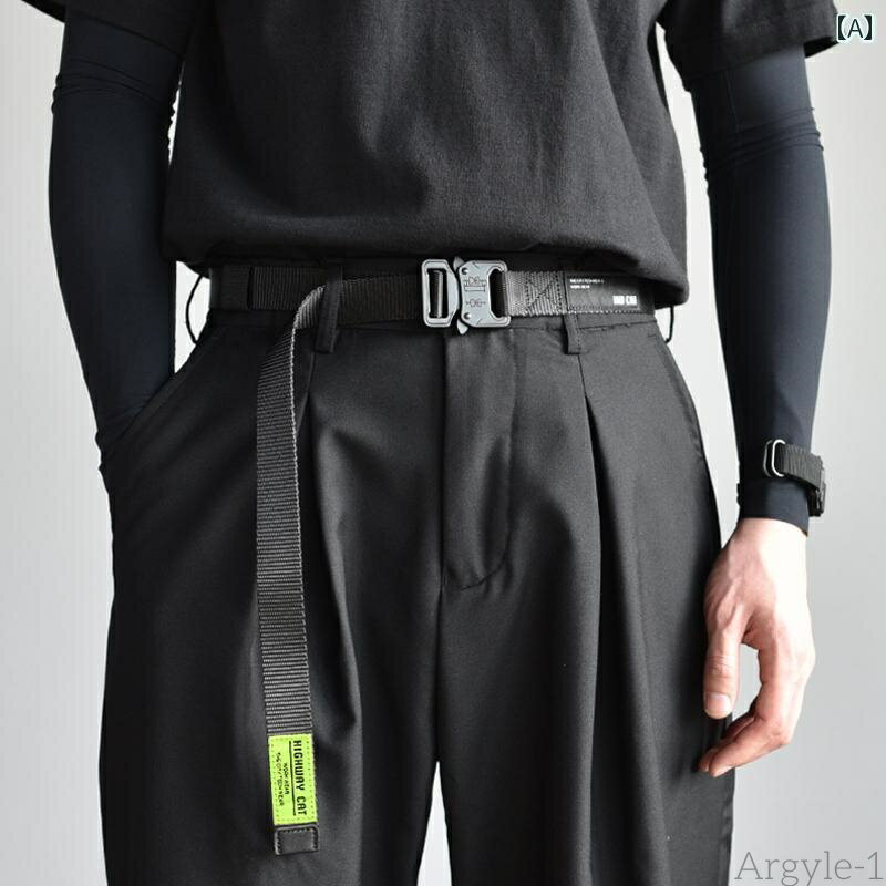 【送料無料】ベルト メンズ カジュアル キャンバス ミリタリー おしゃれ パンツ バックル ズボン ナイロン ブラック タクティカル