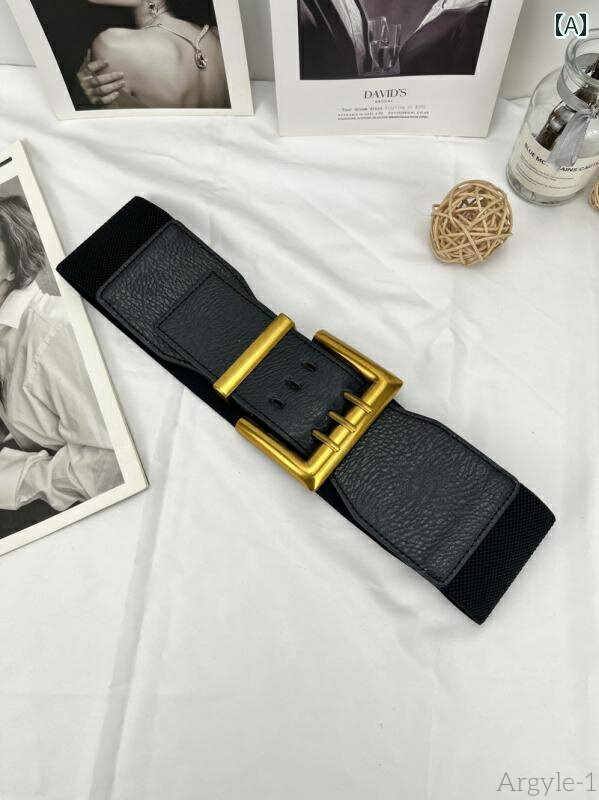 【送料無料】ベルト レディース 太 ウエストマーク おしゃれ アメリカ 幅広 ジャケット ストレッチ性 調節可能 ガードル スクエアトゥ ブラック ホワイト