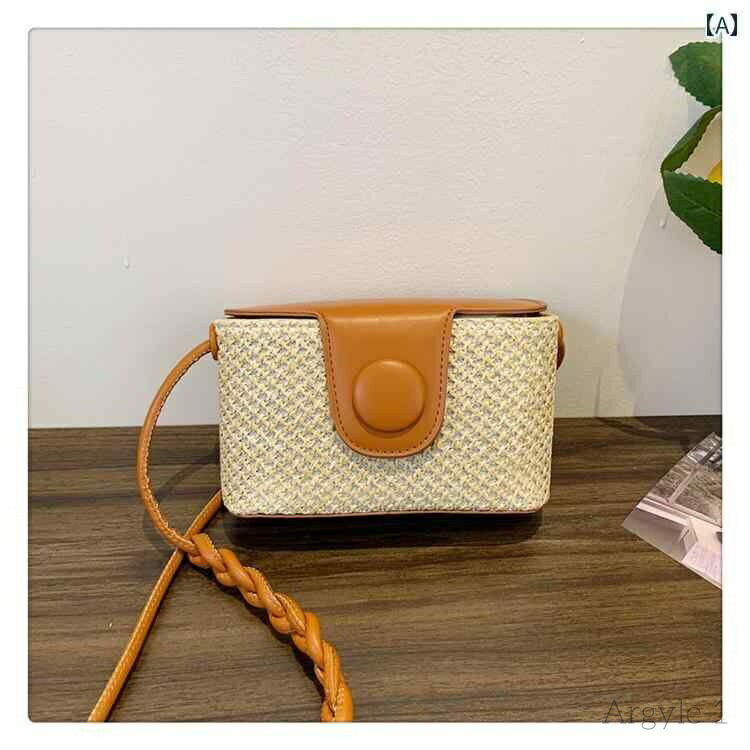 【送料無料】レディース バッグ 普段使い 夏 ストロー ボックス ハンドヘルド 小さめ 海辺 休暇 ビーチ 織 クロス ボディバッグ 携帯電話