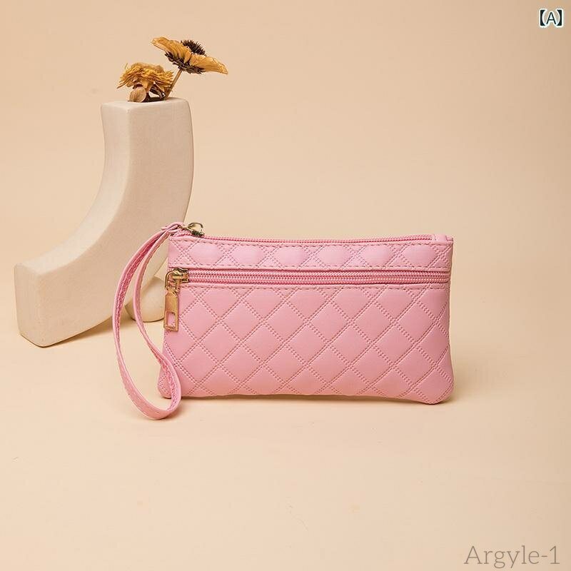 【送料無料】長財布 レディース ウォレット 携帯電話 収納 クラッチバッグ 多 大容量 キルティング ジッパー シンプル ブラック ピンク パープル