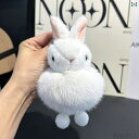 【送料無料】キーホルダーぬいぐるみ かわいい ファー ウサギ キーリング ペンダント バッグ チャーム ホワイト ピンク グレー